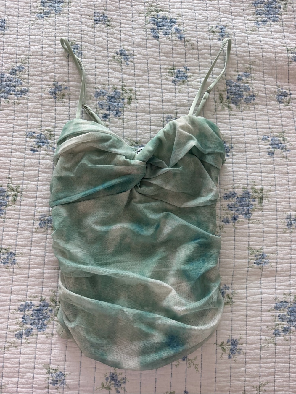 Princess Polly Mint Green Tie-Dye Ruched Camisole